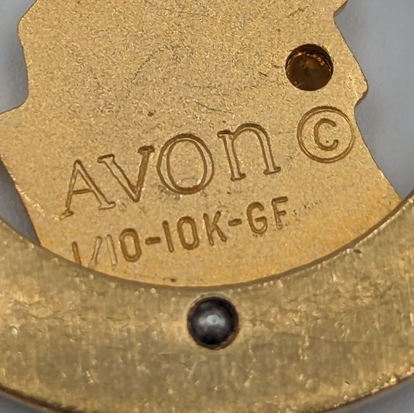 Avon Mrs. Albee Pendant 10K Gold Filled On 14K GF Flat Curb Chain 15" Vintage - Picture 9 of 13